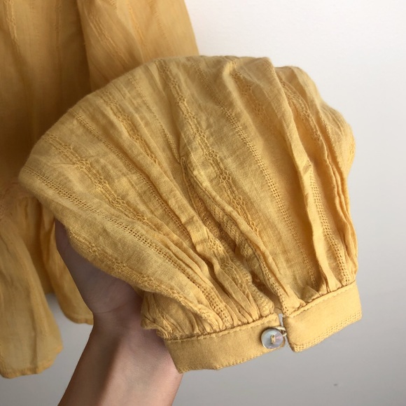 FREE PEOPLE Oberoi Yellow Lace Trim Tassel Blouse - Picture 10 of 11